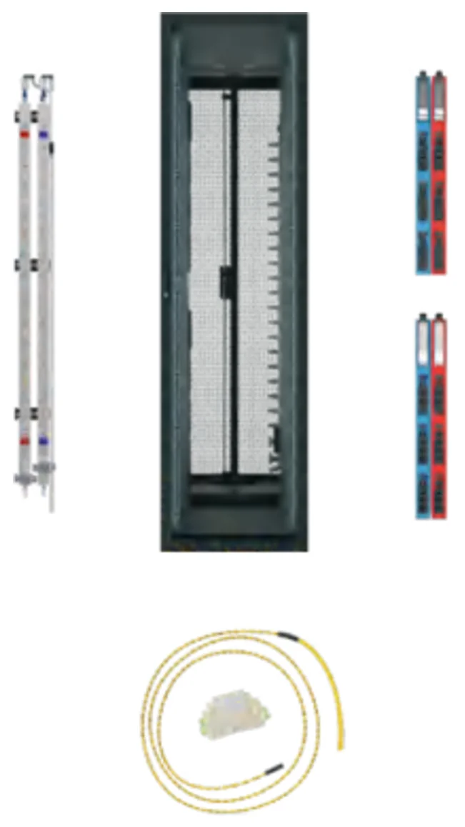 TC-LCR liquid cooling rack with manifolds, PDUs and hoses